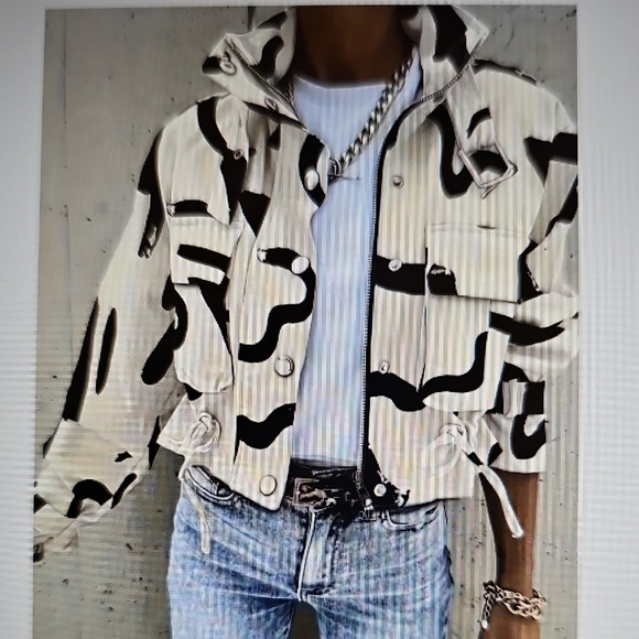 Oumanni Jackets & Blazers - New Leopard Print Zippered Drawstring Waist Stand Collar Jacket  MEDIUM